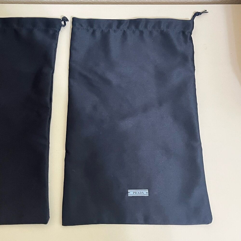 PRADA Navy Blue Satin Shoe Drawstring Dust Bags 8.5" x 13.5" Set of 2 - Picture 3 of 14
